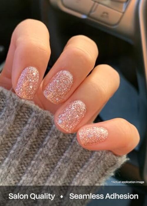 Semi Cured Gel Nail Strips () - Nude, Glitter, Works with Any N Pixie Dust gallery