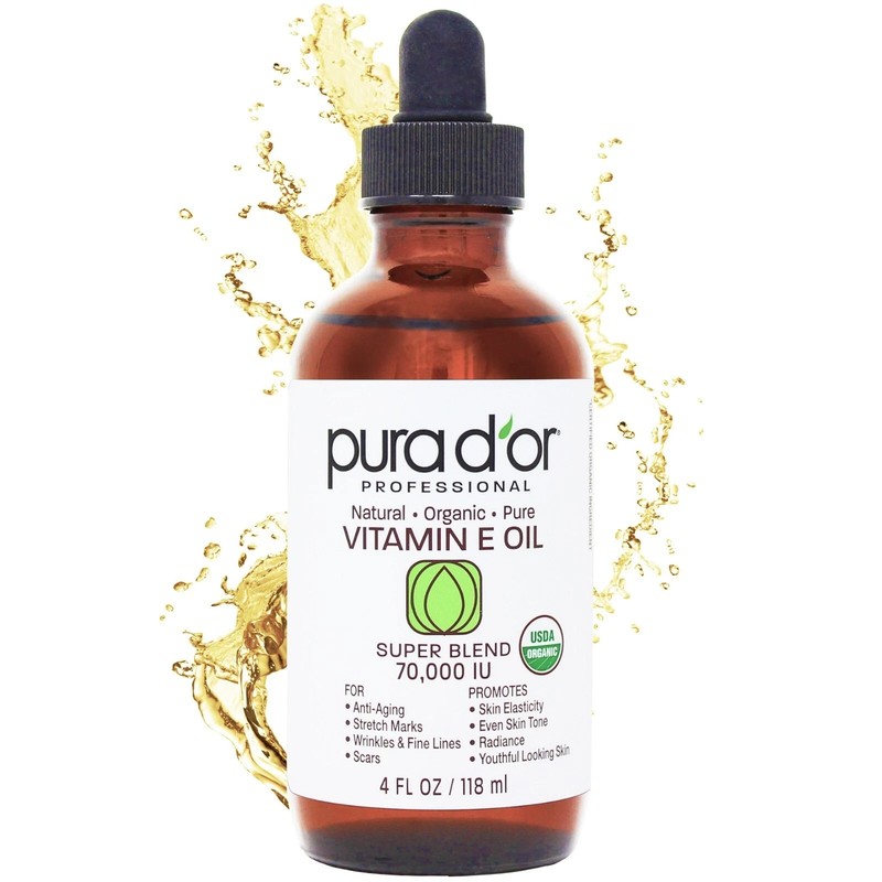 PURA D’OR Dor Organic Vitamin E Oil Super Blend 70,000 IU, 4 OZ