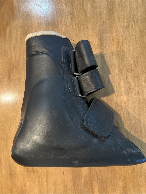 Black Leather Custom Ankle Brace Support Left AFO Size Large
