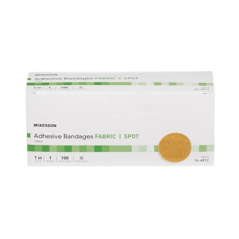 100 McKesson Round Fabric Adhesive Spot Band Aids Bandages 1" Sterile 16-4812 gallery