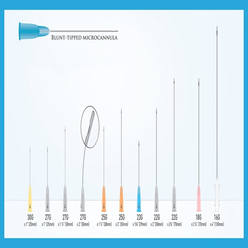 23g/27g/25g 50/38mm Micro Cannula with Puncture,Blunt Tip for Filler.USA Seller
