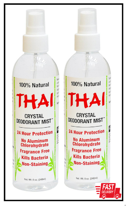 2-Pack Thai Deodorant Stone Crystal Mist 10% 0Natural Deodorant Spray 8 oz.