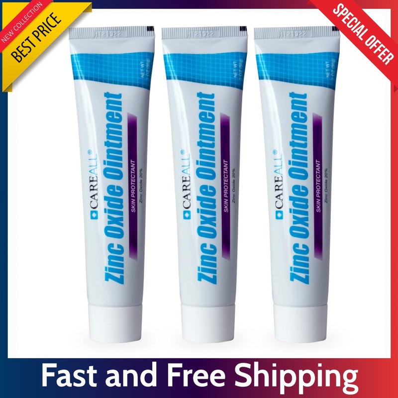 3 Pack CareAll Zinc Oxide 20% Ointment – 2 oz. Skin Protectant Diaper Rash Care.
