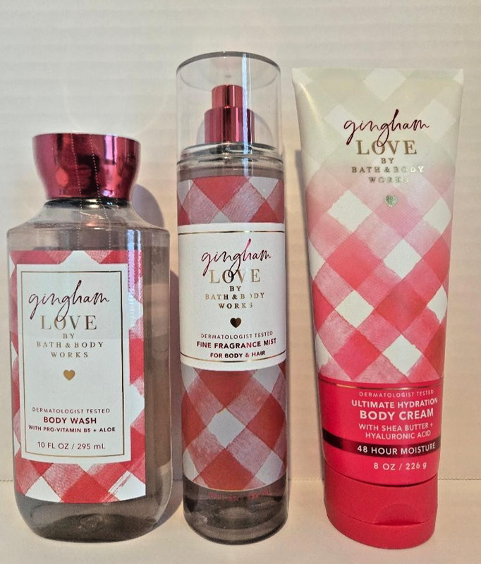 Bath & Body Works Gingham Love Fine Fragrance Mist, Body Cream & Body Wash-3 Pc.
