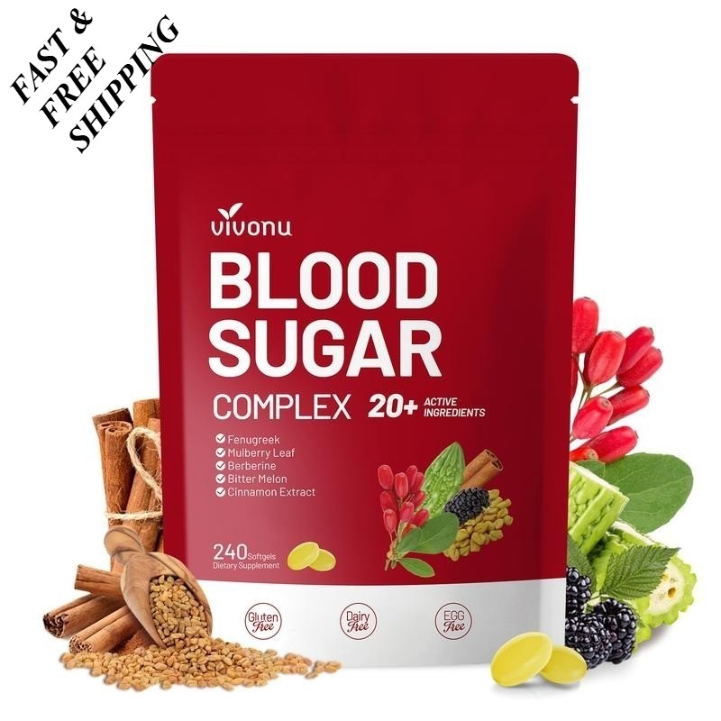 1-3 PCS Vivonu Blood Sugar Complex with 20+ Active Ingredients – 240 Softgels