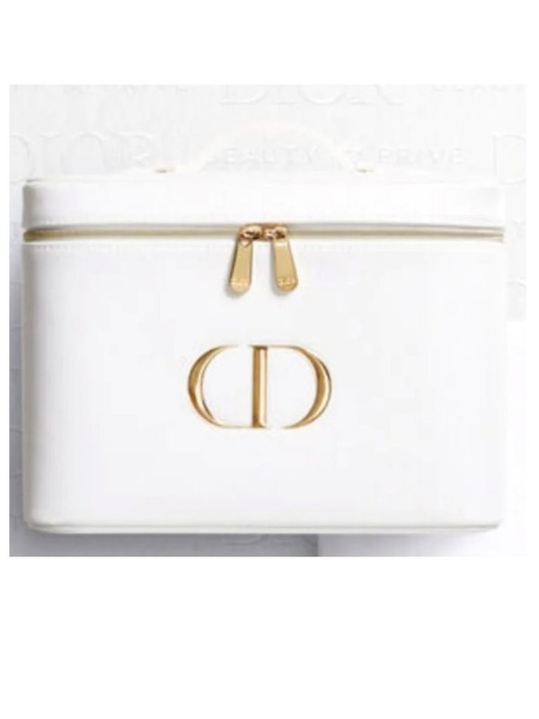Dior Beauty Large Vanity Train Case Authentic GWP White Cosmetics Bag Canvas
