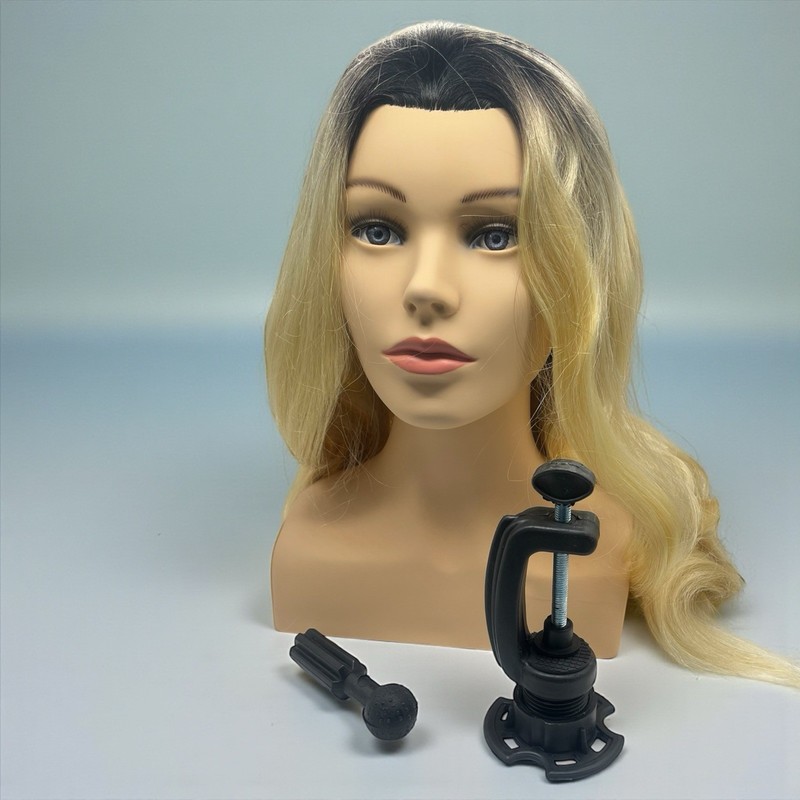 24″ Cosmetology Mannequin Head 100% Human Hair Haircut Styling Training Doll