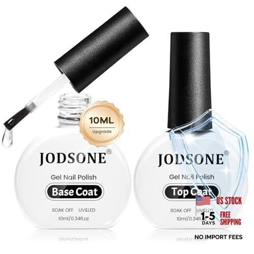 2 Bottles 10ml Of Top Coat Base Coat Gel Polish Set Bright Top and Base coat