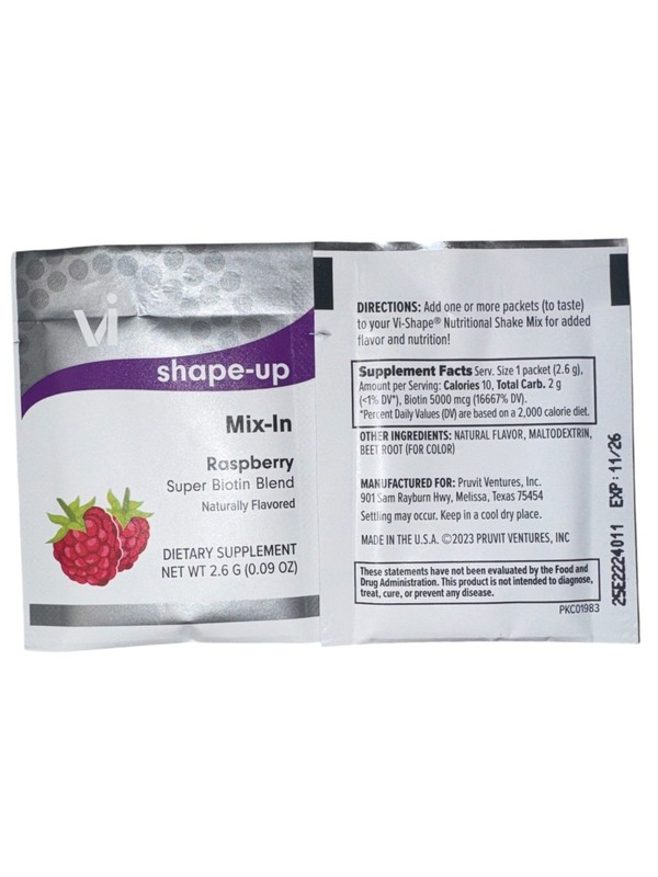 Vi shape-up mix-in NEW Raspberry , 15 Super Biotin Blend Packets