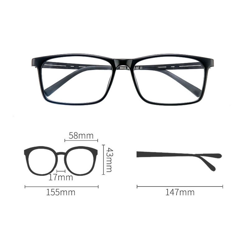155mm TR90 Photochromic Square Reading Glasses Men Large Frame Glasses Readers gallery