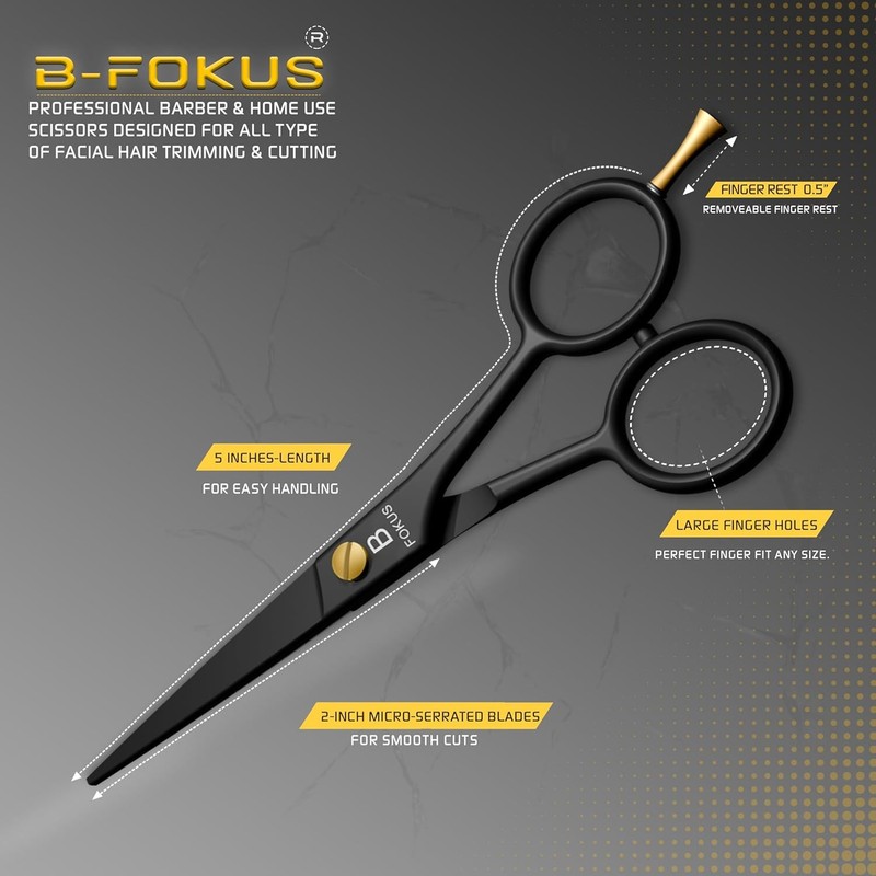 Beard Mustache Scissors Kit Stainless Steel Shears Comb Set with Travel Pouch gallery