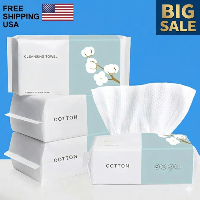 100 Pieces Thick Disposable Face Towels Wet Dry Makeup Remover Travel Wipes