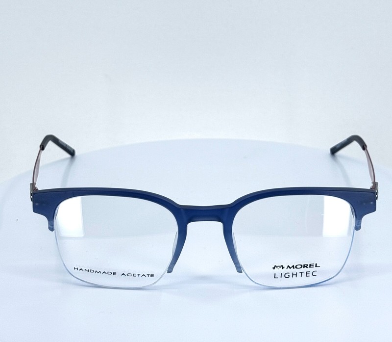 MOREL LIGHTEC 30286L BO02 Blue Orange Square Half Rim Eyeglasses 51-21-145 B:41 