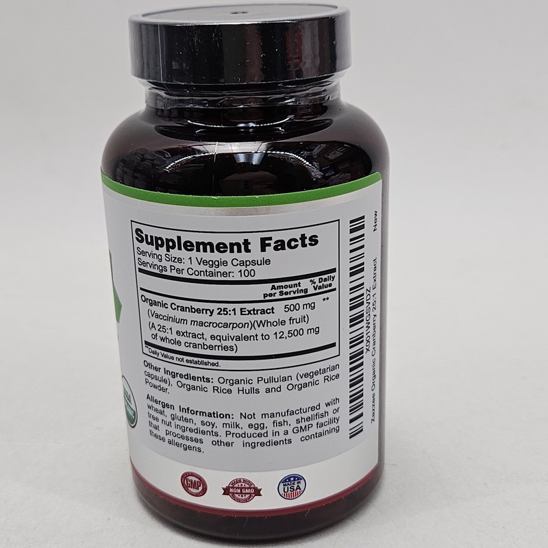 Cranberry Extract USDA Organic 12,500 mg Strength 100 Veggie Caps 25:1 Zazzee gallery