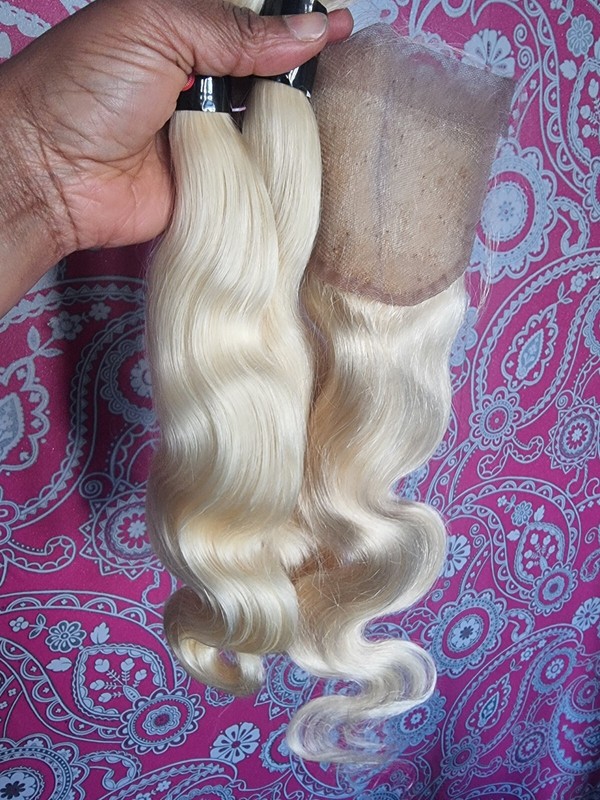 13A VIETNAM VIRGIN HUMAN HAIR 18+18&18 CLOSURE BODY WAVE DOUBLE DRAWN BLONDE 60#