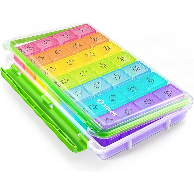 Clear Pill Organizer Easy Open Lockable Portable Moisture Proof Spill Proof New