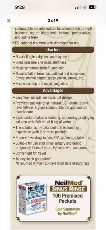 NEILMED Porcelain Neti Pot & 30 Premixed Packets Allergy Relief FREE SHIPPING gallery