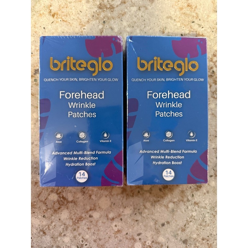 Briteglo Forehead Wrinkle Patches 2 Pack 28 Patches Aloe Collagen Vitamin E New