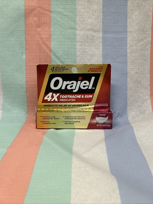 Orajel 4x Medicated Severe Toothache and Gum Pain Cream 0.33oz exp: 05/27