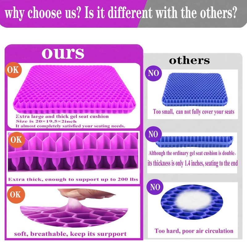 Plus Size Gel Seat Cushion for Long Sitting, Extra Large and Thick, Gel Cushi... gallery