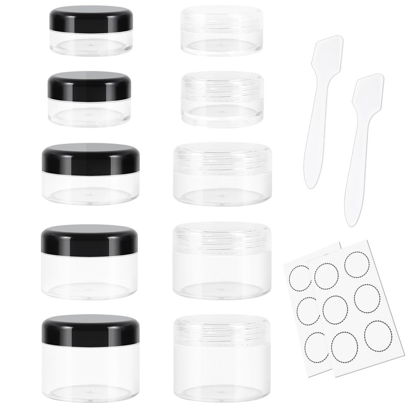 Small Travel Containers Set, 10 Pieces 3/5/10/15/20 Gram Sample Jars for Loti…