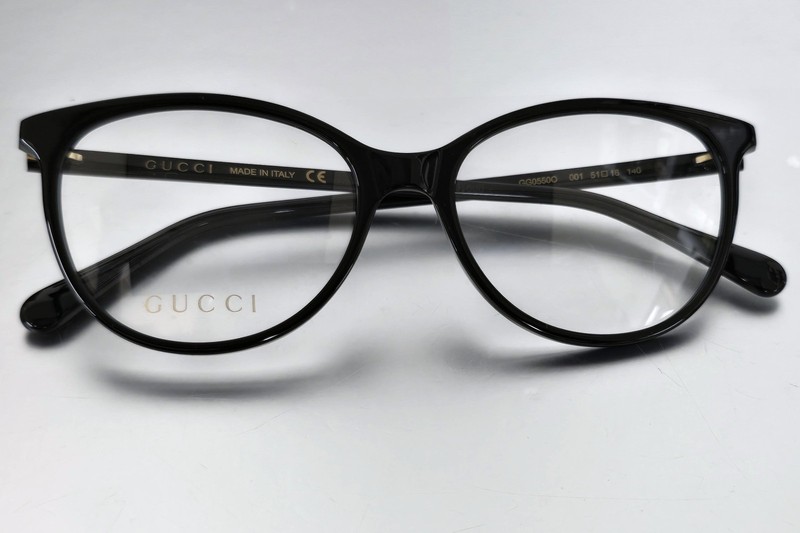 Gucci Black Rounded Cat Eye Unisex Eyeglasses GG0550O 001 gallery