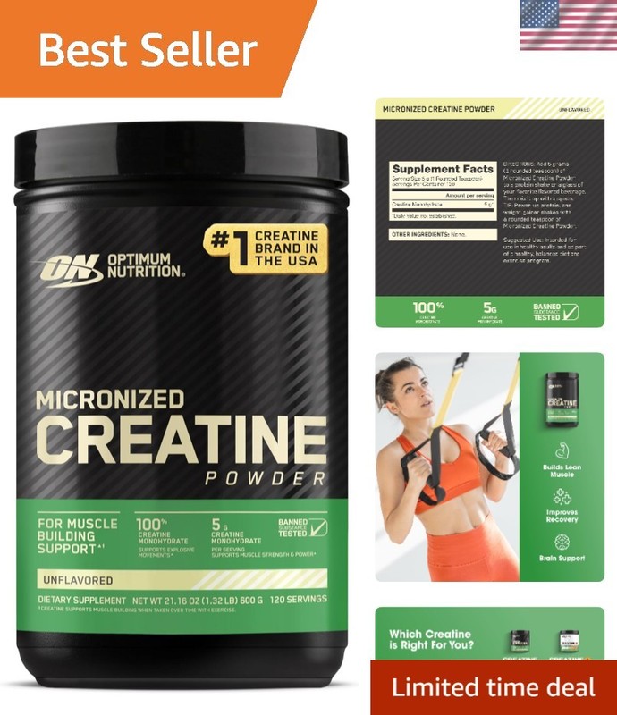 Micronized Creatine Monohydrate Powder, Unflavored, 120 Servings, 600 Grams P…