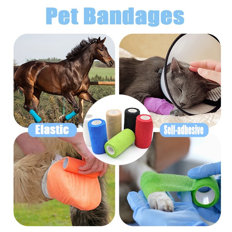 15 Rolls Self Adhesive Bandages Elastic Vet Wrap Tape for Pets Horse Dogs Cats gallery