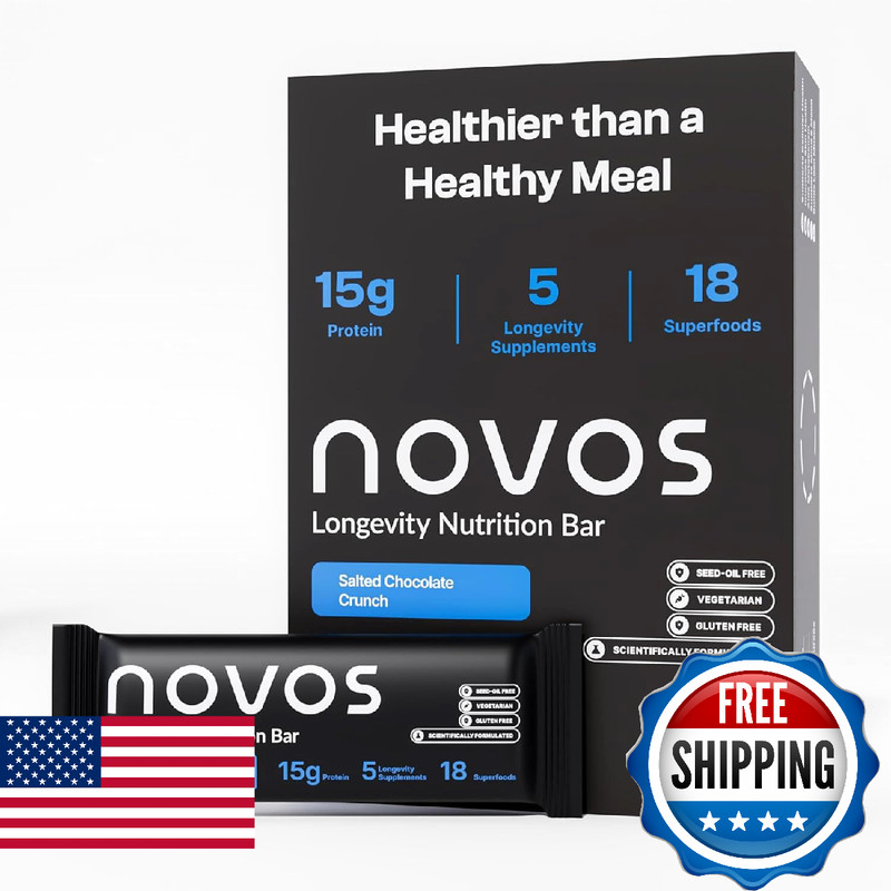 Novos Longevity Protein Bar | 15g Protein, 20 Superfoods, 5 Longevity Ingredient