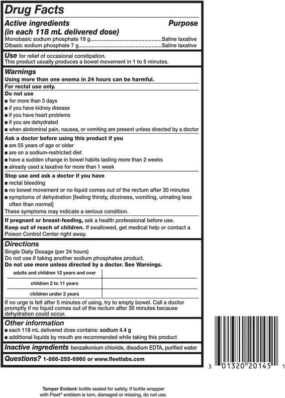 Fleet Laxative Saline Enema for Adult Constipation 4.5 fl oz 4 Bottles pack, NEW gallery