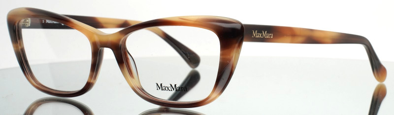 MAX MARA MM5059 048 Brown Horn Womens Cat Eye Full Rim Eyeglasses 53-16-140 B:37