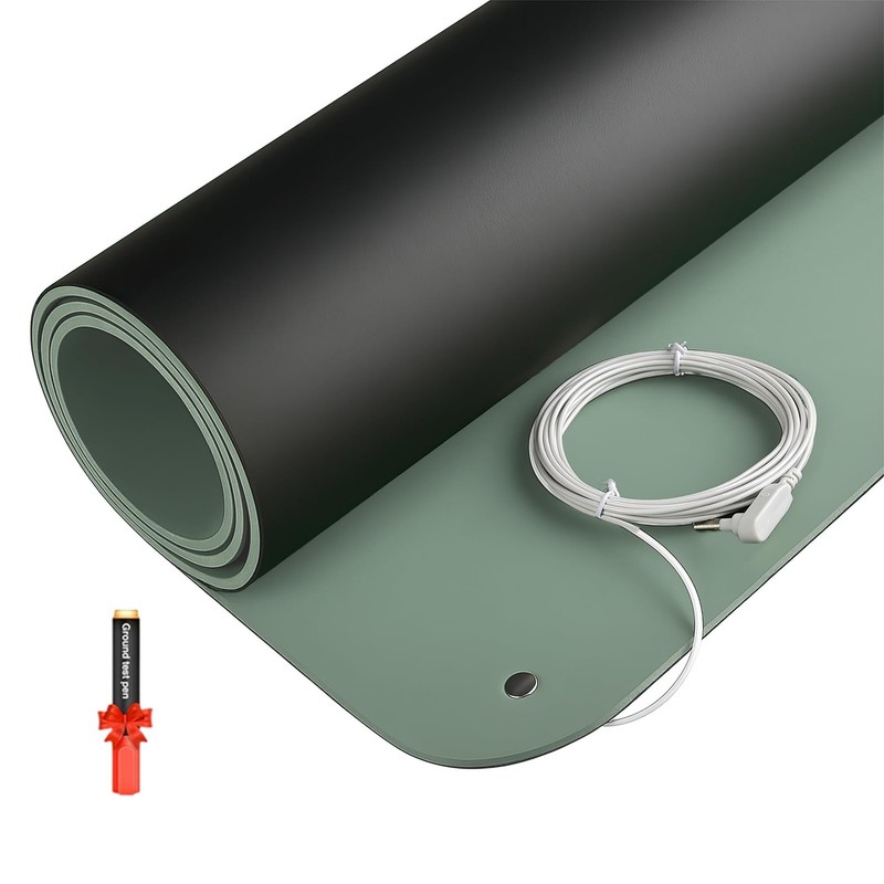 16×27 Inch Green Foam Grounding Mat For Feet With Cord Test Pen For Sleep Fit