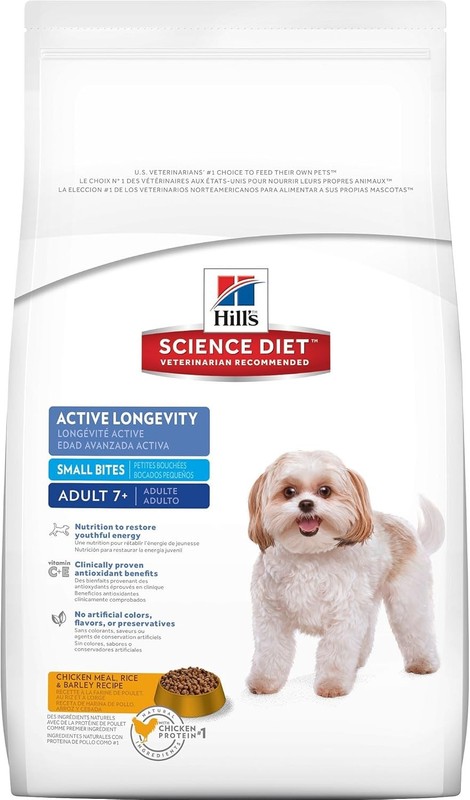 Hill’s Science Diet Dry Dog Food,Adult 7+,Small Bites,Chicken Meal,Barley & Brow