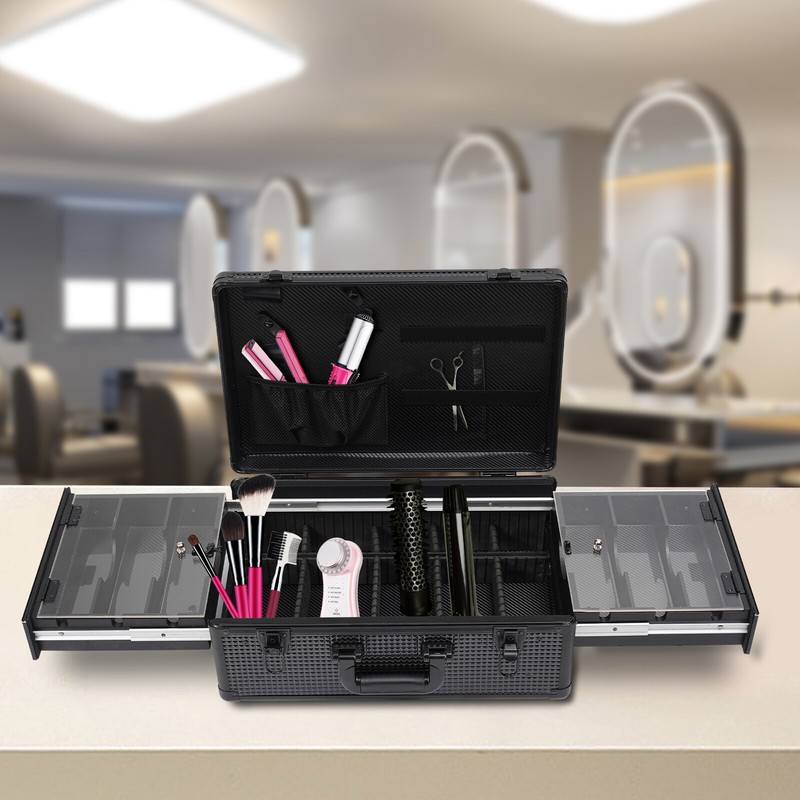 Aluminum Alloy Pro Barber Case Black Clipper Trimmer Storage Carry Case
