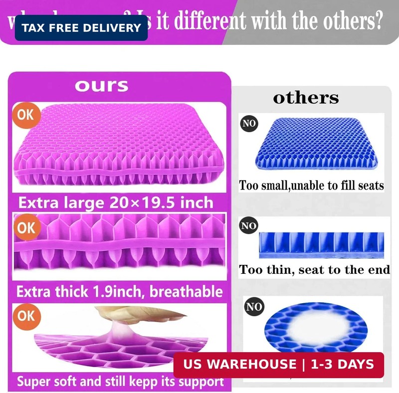 Plus Size Gel Seat Cushion for Long Sitting, Extra Large and Thick, Seat Cushion gallery