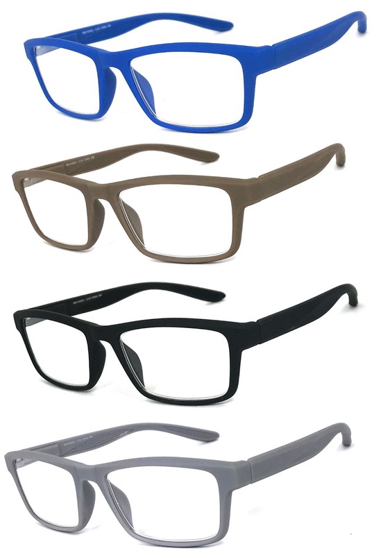 2 or 3 Pairs Square Frame Reading Glasses Spring Hinges Temples Rubberized Touch