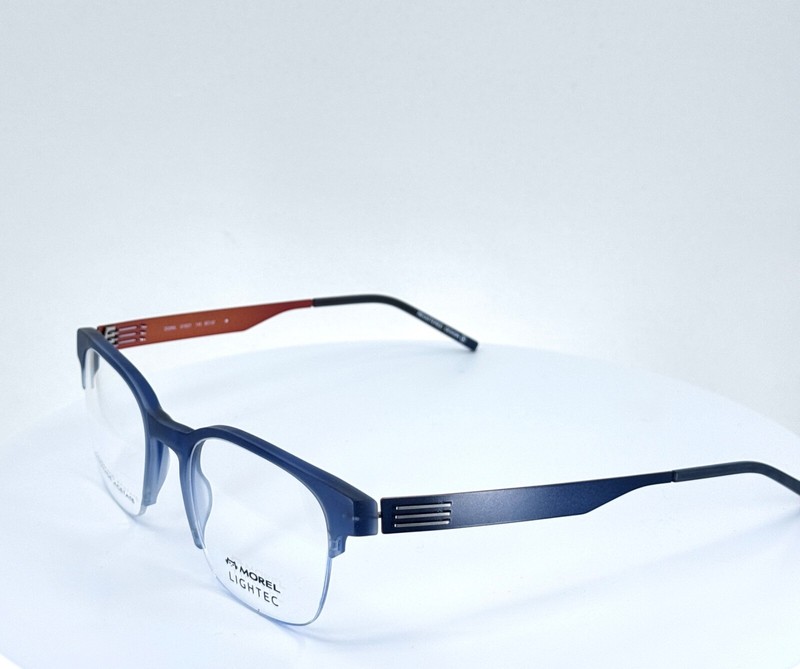 MOREL LIGHTEC 30286L BO02 Blue Orange Square Half Rim Eyeglasses 51-21-145 B:41  gallery