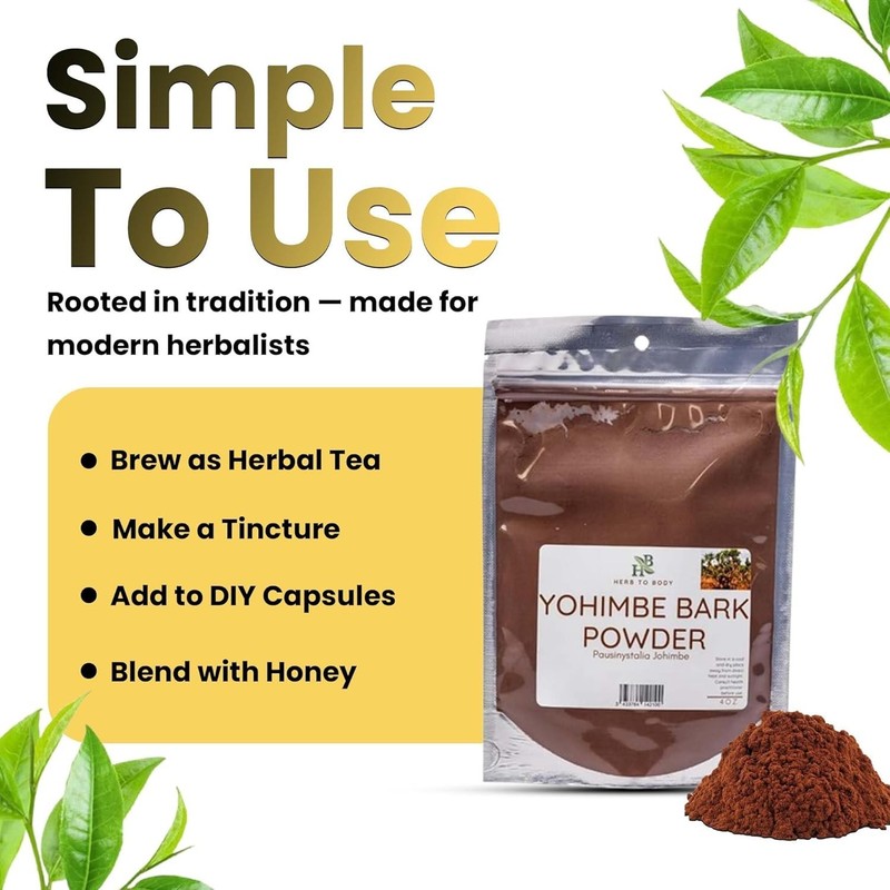 Yohimbe Bark Powder – 4 Oz, Wildcrafted Dried Yohimbe Powder Sourced from Africa gallery