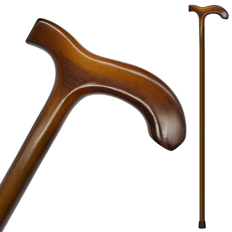 FLYDRUM Wooden Walking Cane for Men and Women, One-Piece Wood Cane, 36 Inch Wood