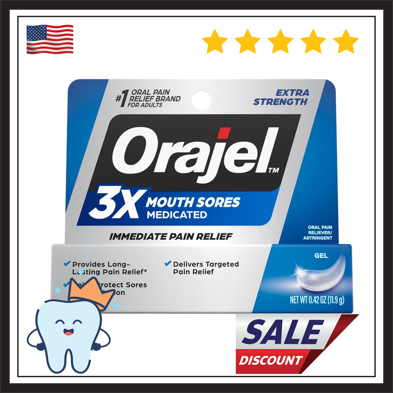 Orajel 3X for Mouth Sores Maximum Strength Gel Tube 0.42oz- From #1 Oral Pain…