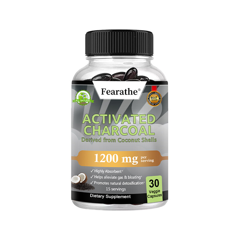 Activated Charcoal Capsules 1200mg Derived from Coconut Shells Highly Absorbent