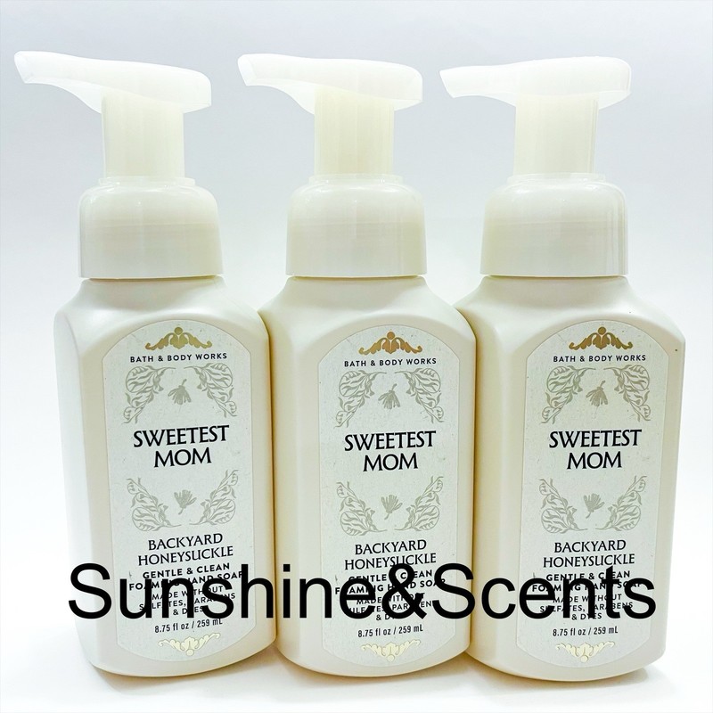 3-PACK Bath & Body Works SWEETEST MOM – BACKYARD HONEYSUCKLE Foaming Hand Soap
