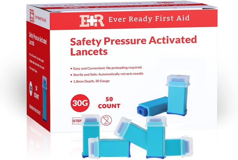 Ever Ready First Aid Safety Pressure Activated Lancets 30 Gauge – 50CT