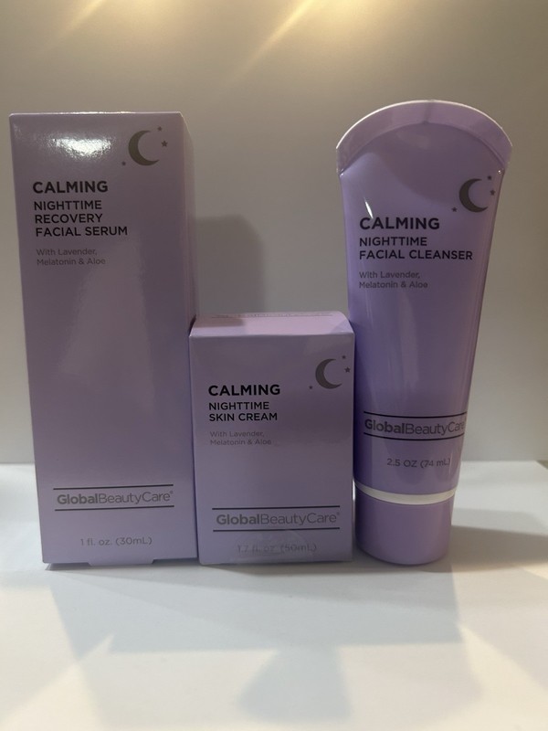 Set of 3 global beauty care calming facial cleanser cream and serum