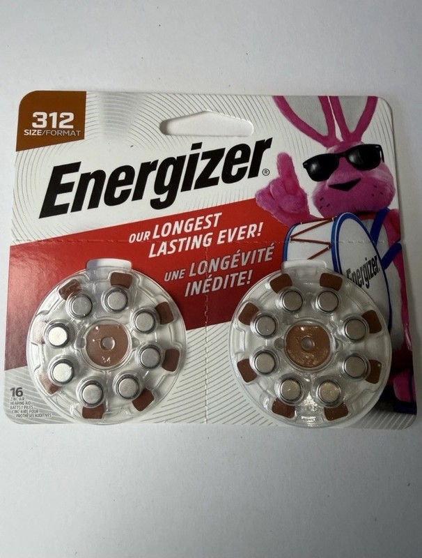 Energizer Size 312 Hearing Aid Batteries 16 Count AZ312DP-16