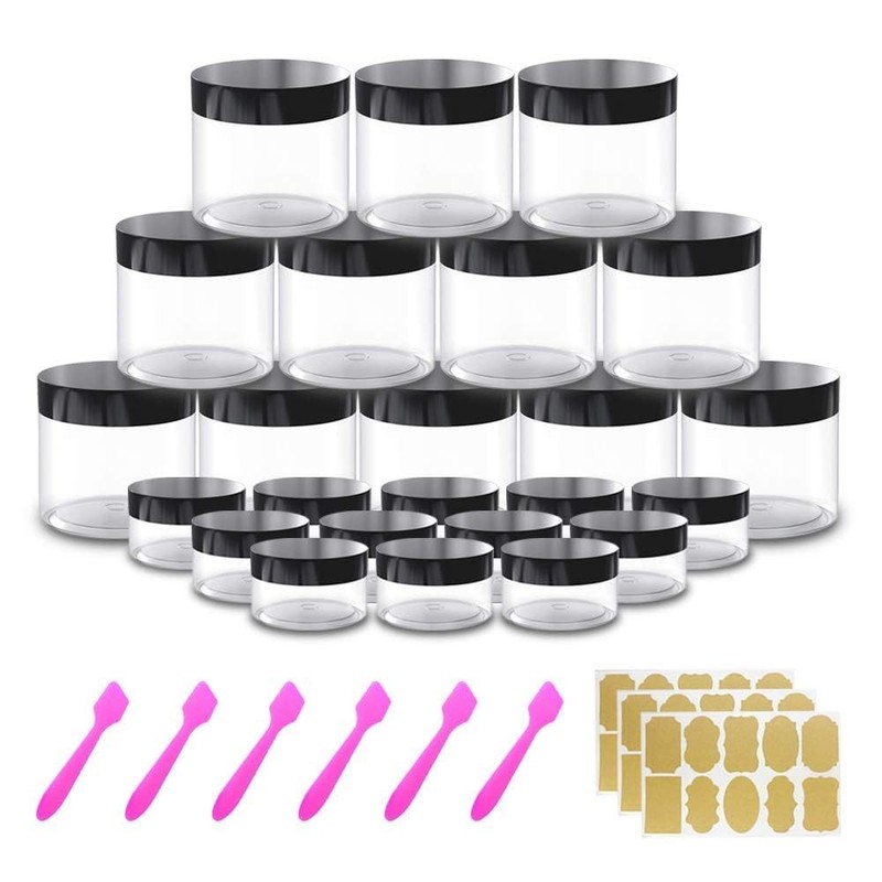 12 Pack 4 oz Small Plastic Containers with Lids+12 Pack 20g/20ml Cosmetic Sam…
