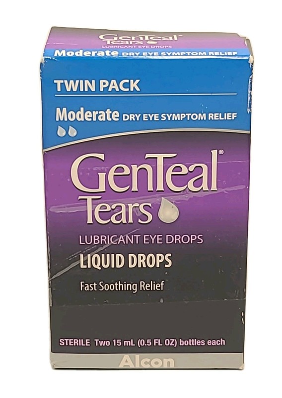 GenTeal Tears LUBRICANT EYE DROPS Moderate TWIN PACK Two 0.5 Fl oz Bottles 01/27