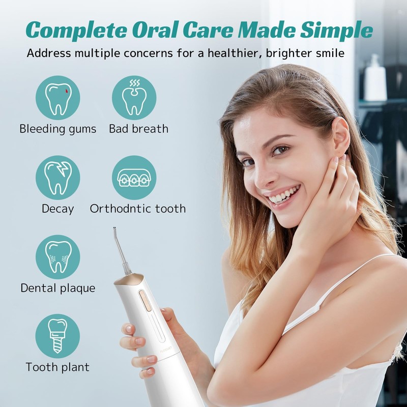 Water Dental Flosser Cordless Oral Irrigator with 300ml 5 Tips 4 Modes USBCharge gallery
