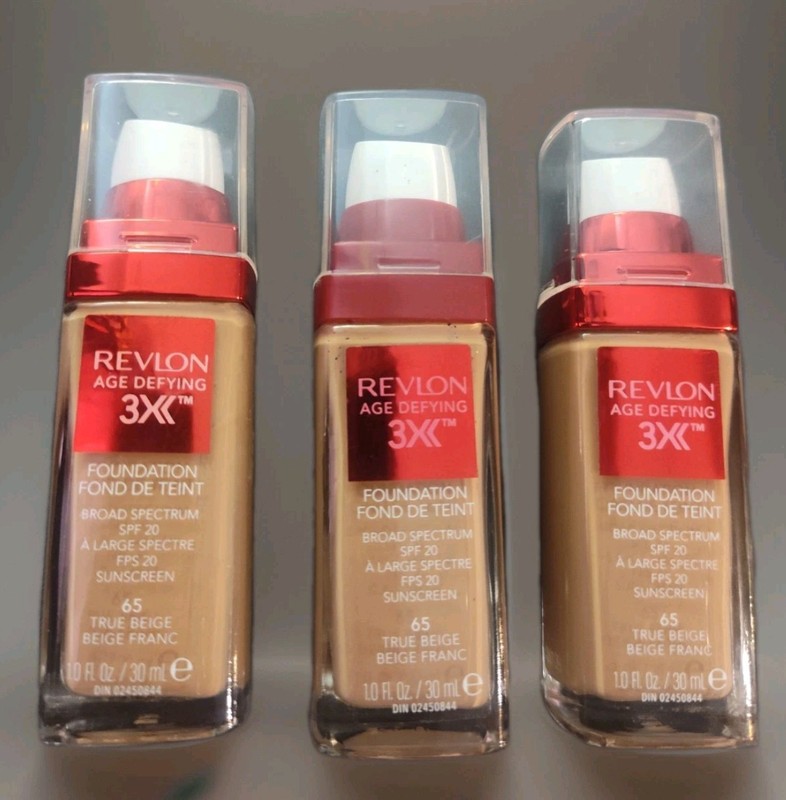 Revlon Age Defying 3X Liquid Foundation 65 True Beige 1 fl oz each (3 PACK) New