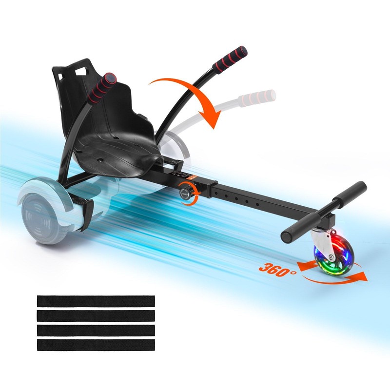 LED Hoverboard Seat Attachment – 220lb Capacity, Size-Adjustable, 6.5–10in Fit